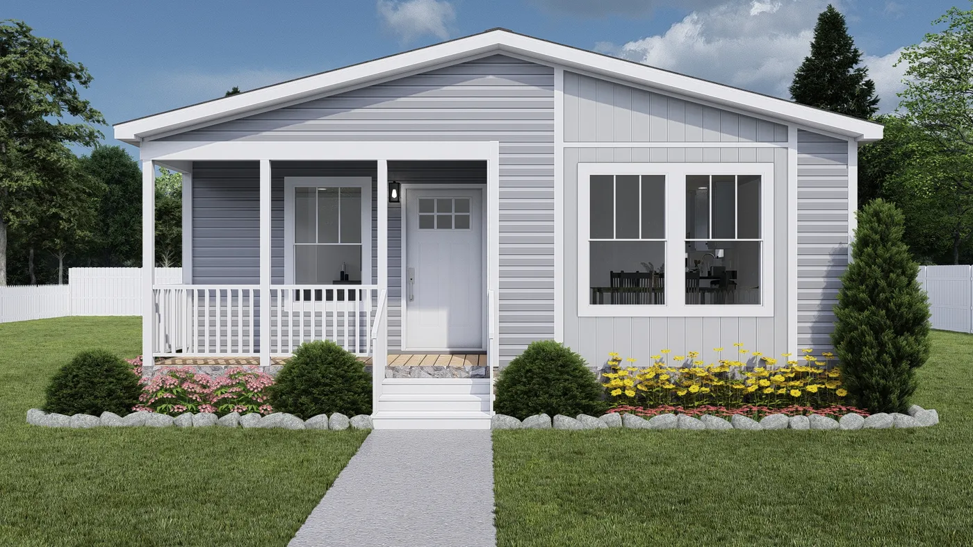 The JOHNNY B GOODE Exterior. This Manufactured Mobile Home features 3 bedrooms and 2 baths.