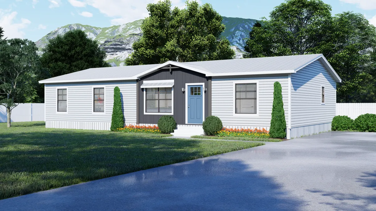 The EMILIE ELITE Exterior. This Manufactured Mobile Home features 3 bedrooms and 2 baths.