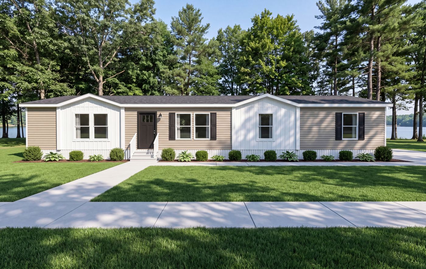 The SAPPHIRE Exterior. This Manufactured Mobile Home features 4 bedrooms and 2 baths.