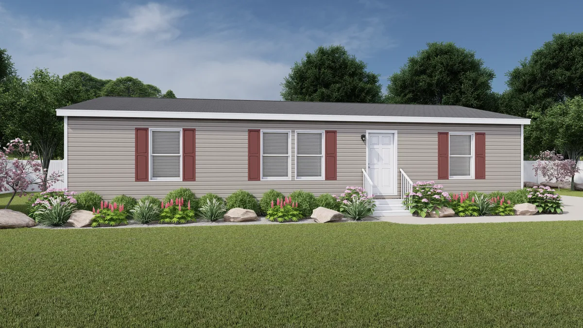 The 4828-CC51 PILLAR 48 Exterior. This Manufactured Mobile Home features 3 bedrooms and 2 baths.