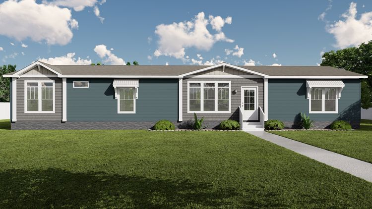 The THE OCEANSIDE Exterior. This Manufactured Mobile Home features 4 bedrooms and 3 baths.