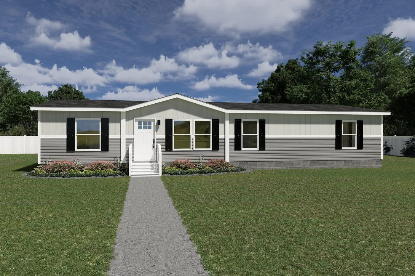 The EXPEDITION Exterior. This Manufactured Mobile Home features 4 bedrooms and 2 baths.