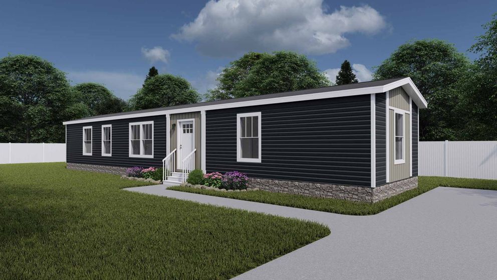 The RHYTHM NATION Exterior. This Manufactured Mobile Home features 3 bedrooms and 2 baths.