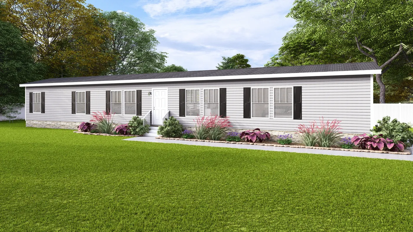 The THE DREAM Exterior. This Manufactured Mobile Home features 3 bedrooms and 2 baths.