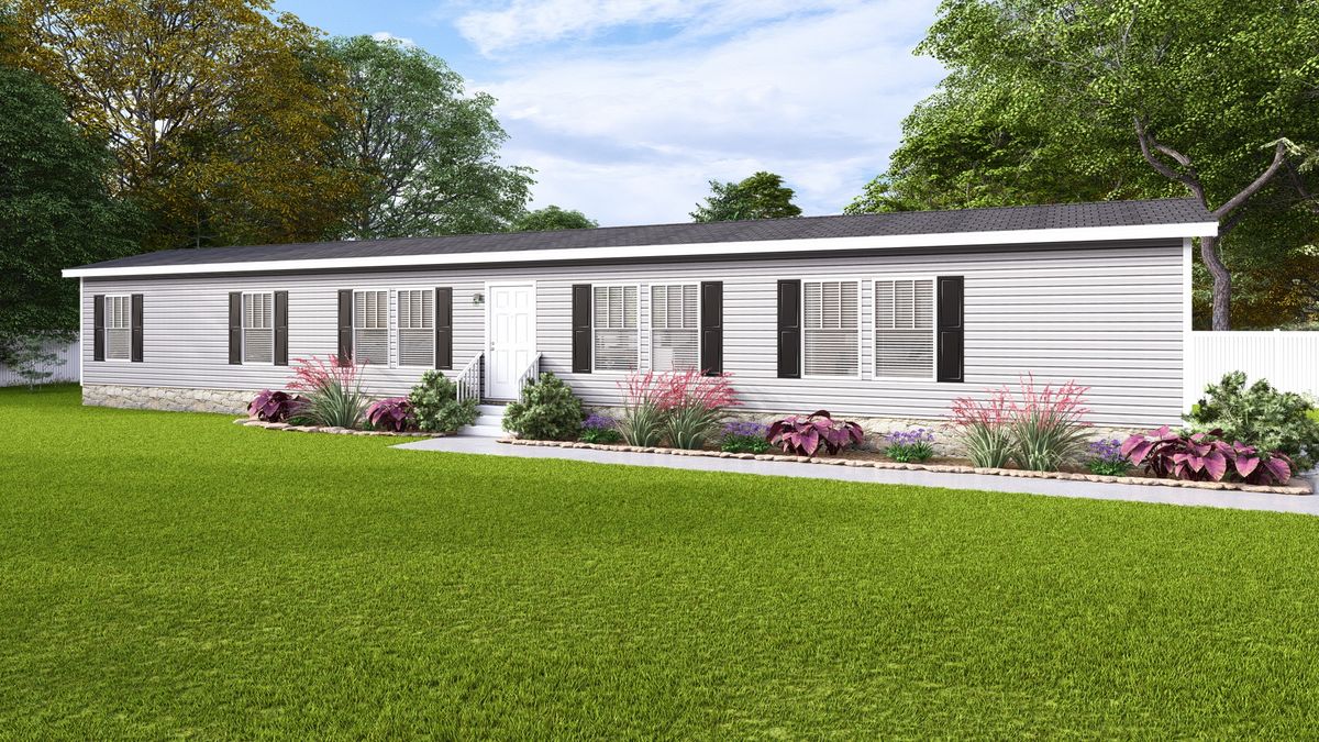 The THE DREAM Exterior. This Manufactured Mobile Home features 3 bedrooms and 2 baths.