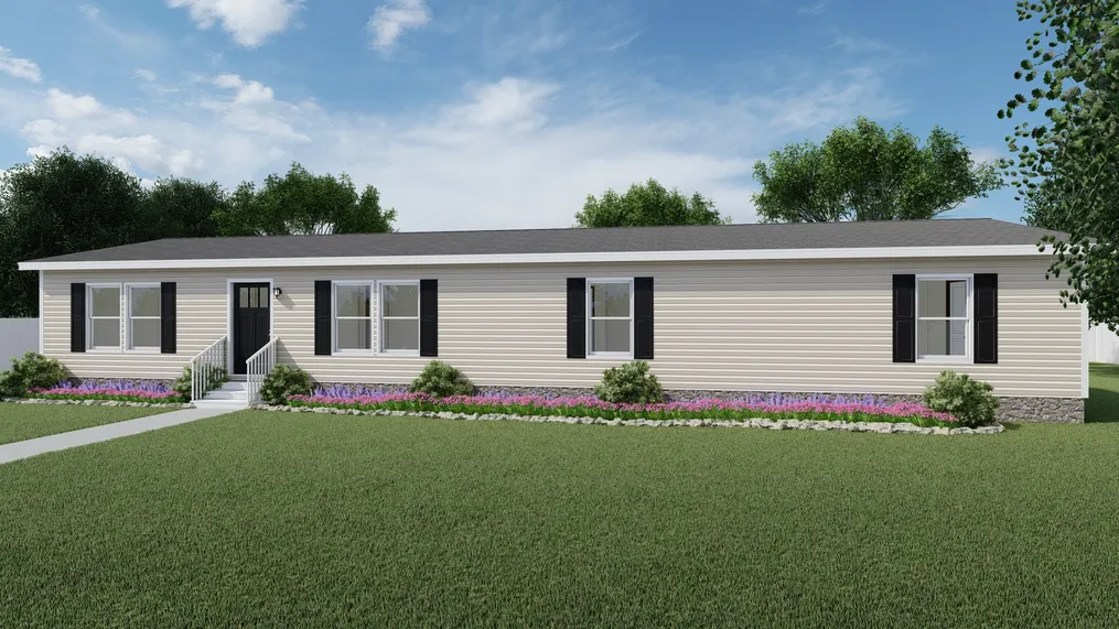 The THE OCCASION Exterior with Mist Vinyl. This Manufactured Mobile Home features 4 bedrooms and 2 baths.