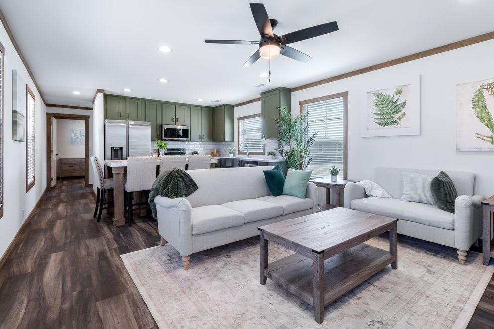The LEVI Exterior. This Manufactured Mobile Home features 2 bedrooms and 2 baths.