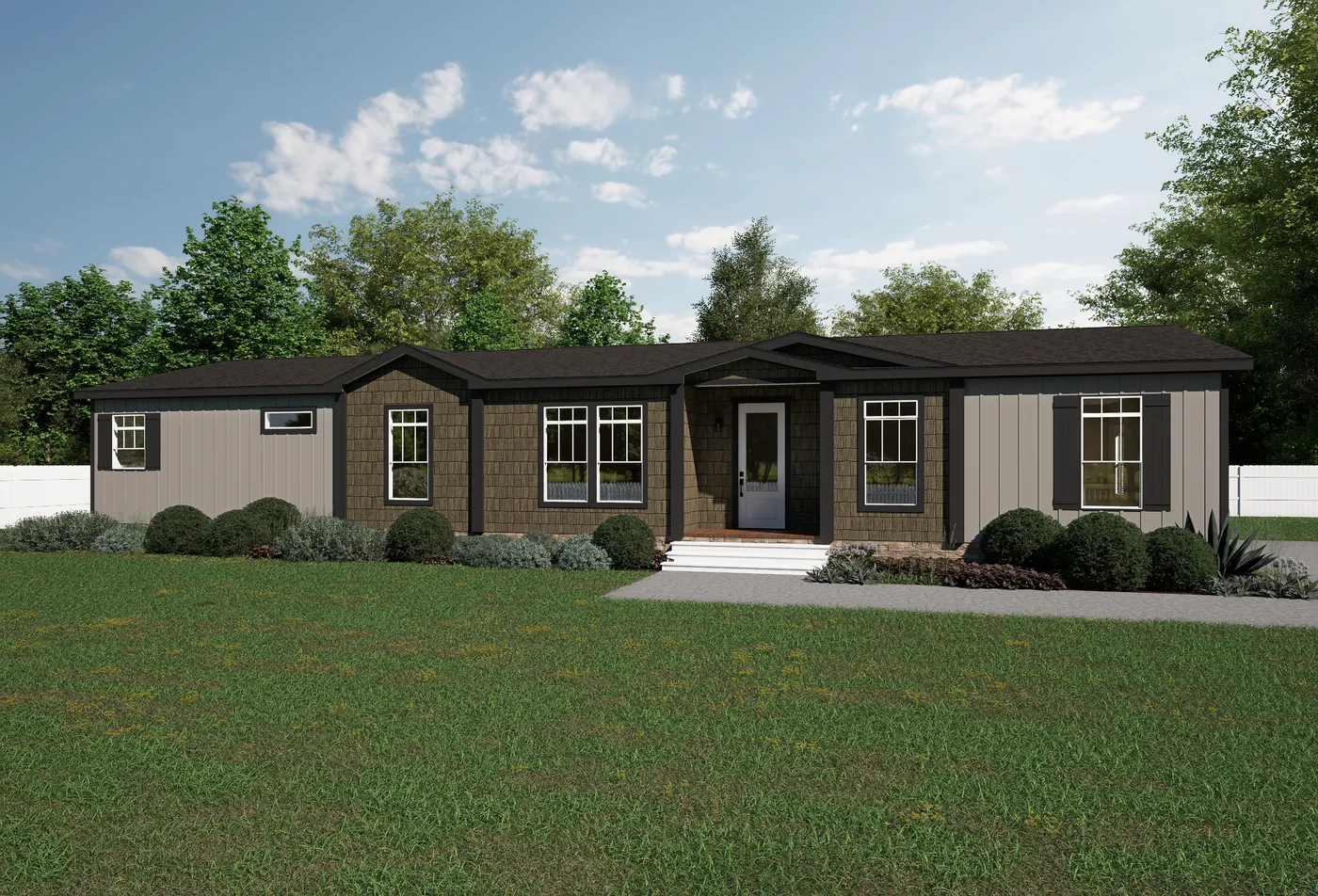 The THE FLORENCE Exterior. This Manufactured Mobile Home features 3 bedrooms and 2.5 baths.