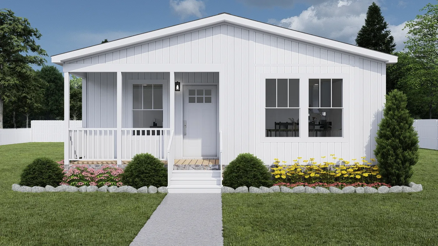 The JOHNNY B GOODE Exterior. This Manufactured Mobile Home features 3 bedrooms and 2 baths.