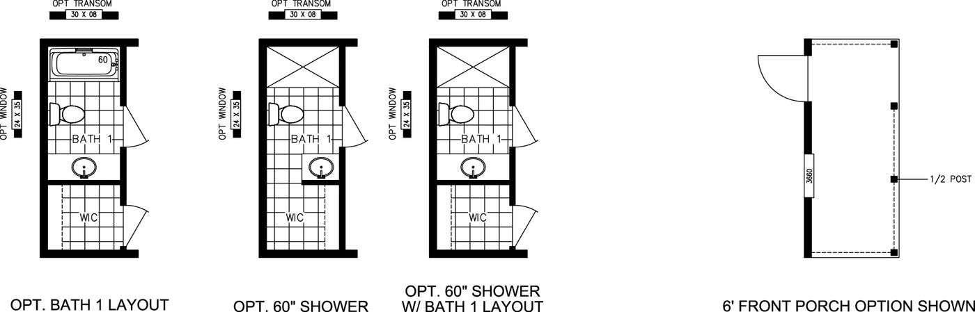 Bathroom Layout options and Porch option