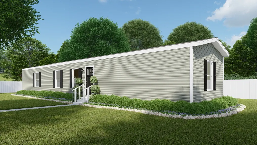 The DYNAMIC Exterior with Olive Vinyl. This Manufactured Mobile Home features 3 bedrooms and 2 baths.