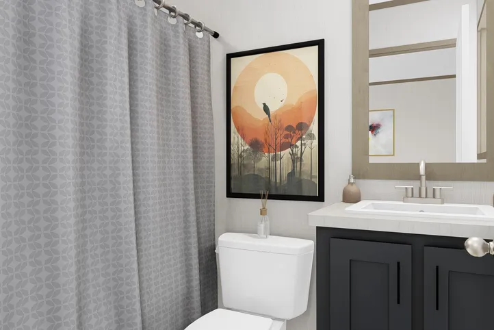 The CORTES Exterior. This Manufactured Mobile Home features 2 bedrooms and 2 baths.