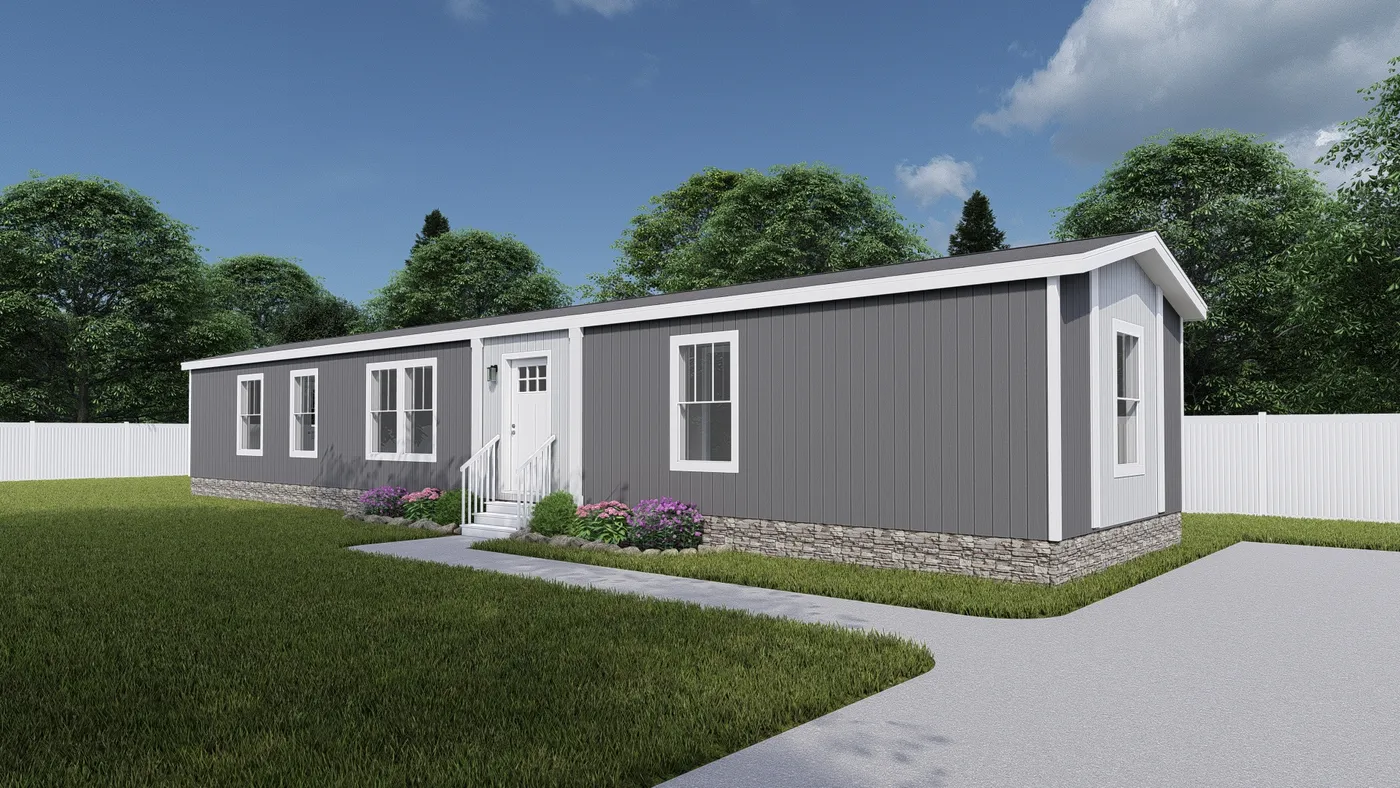 The RHYTHM NATION Exterior. This Manufactured Mobile Home features 3 bedrooms and 2 baths.