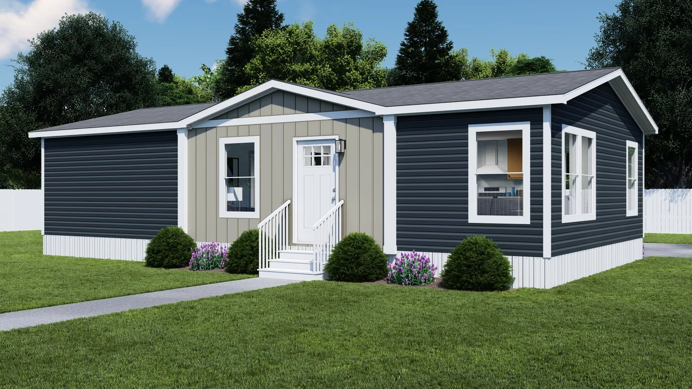 The RISING SUN Exterior. This Manufactured Mobile Home features 2 bedrooms and 2 baths.