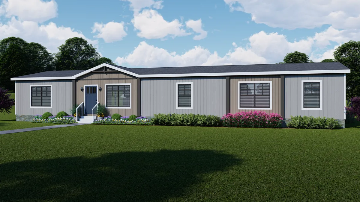 The NELLIE Exterior. This Manufactured Mobile Home features 4 bedrooms and 2 baths.