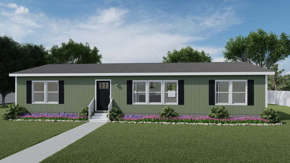 The THE DISCOVER Exterior. This Manufactured Mobile Home features 3 bedrooms and 2 baths.