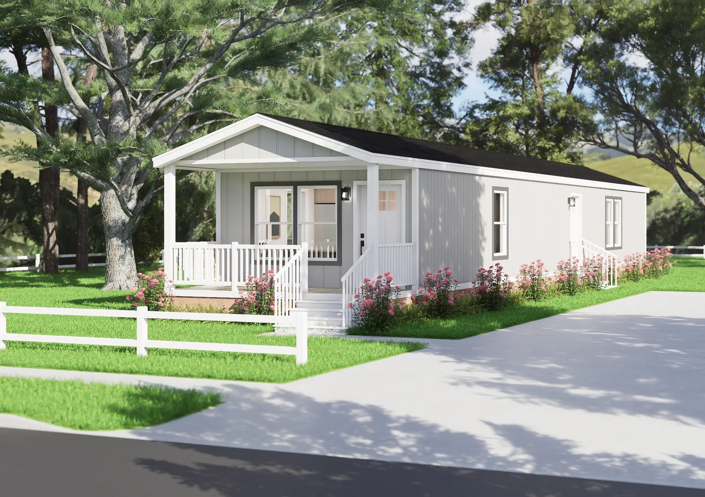 The ANNIVERSARY 1566 Exterior. This Manufactured Mobile Home features 2 bedrooms and 2 baths.