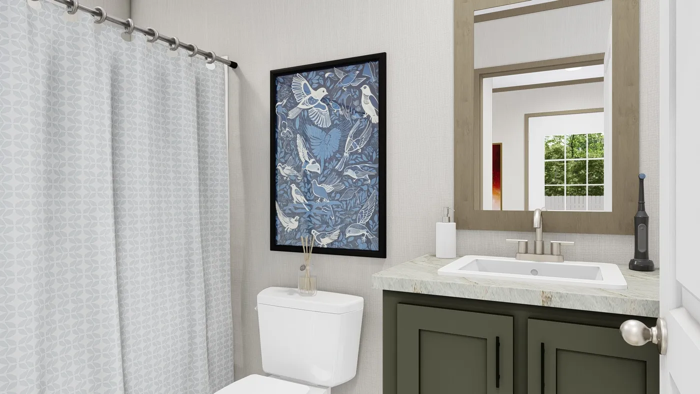The CORTES 6414-1460 Exterior. This Manufactured Mobile Home features 2 bedrooms and 2 baths.