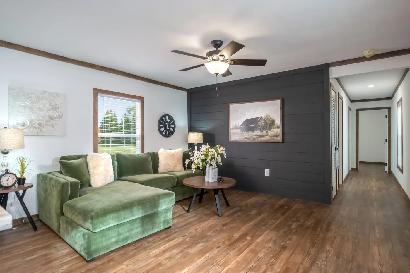The THE HALSEY Exterior. This Manufactured Mobile Home features 3 bedrooms and 2 baths.