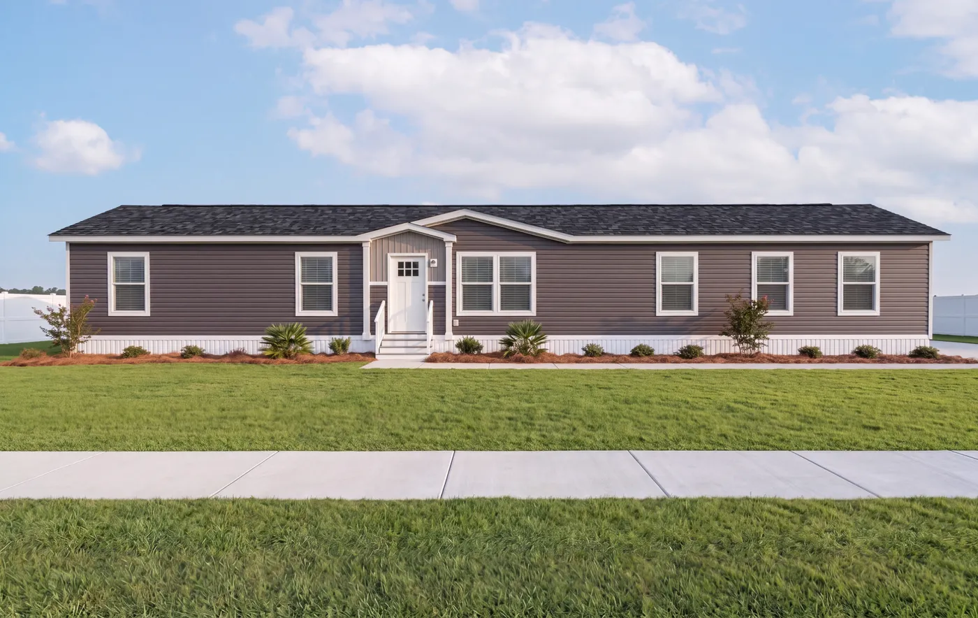 The THE FUSION 32H Exterior. This Manufactured Mobile Home features 5 bedrooms and 3 baths.