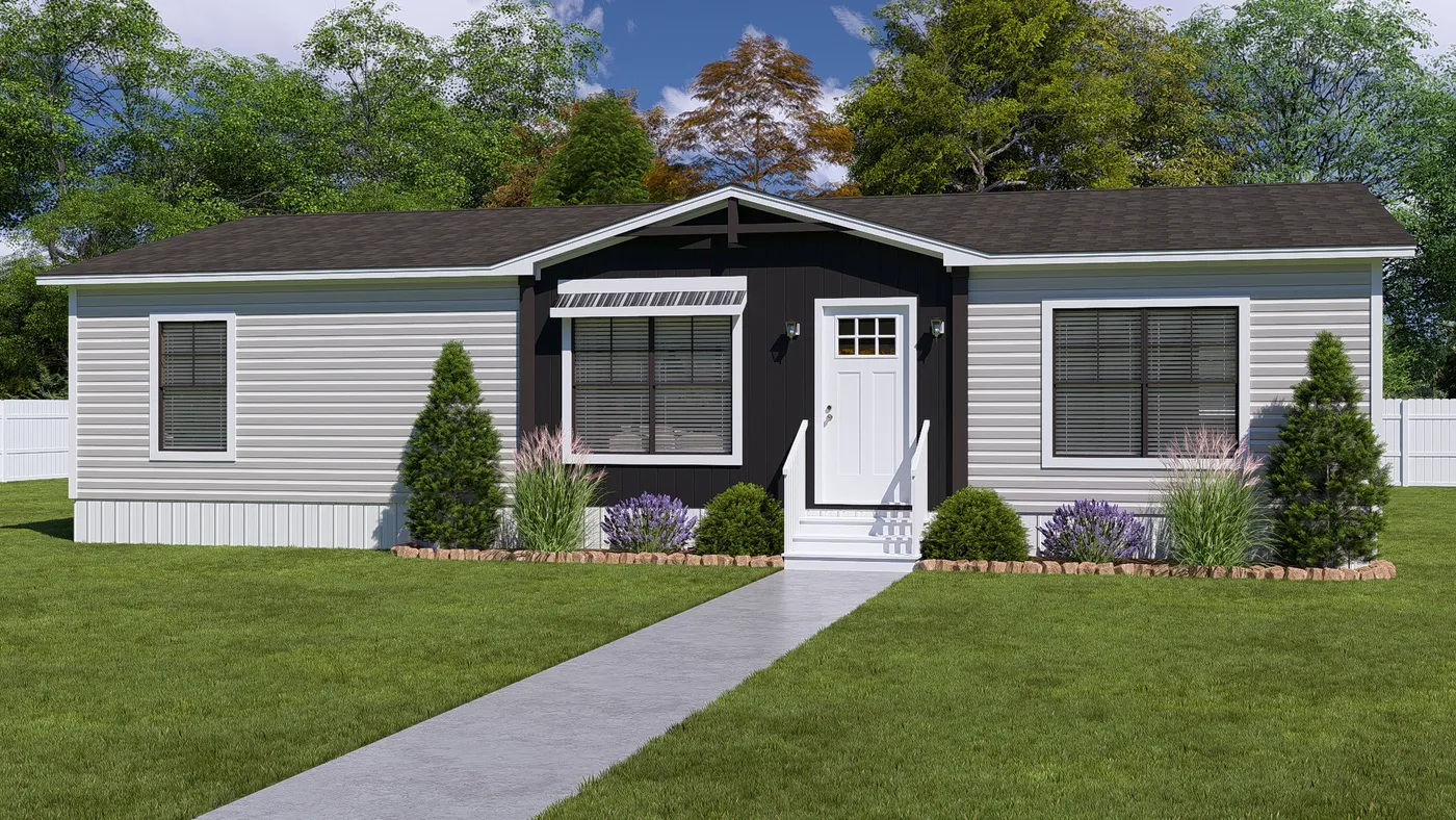 The SAWYER ELITE Exterior. This Manufactured Mobile Home features 3 bedrooms and 2 baths.