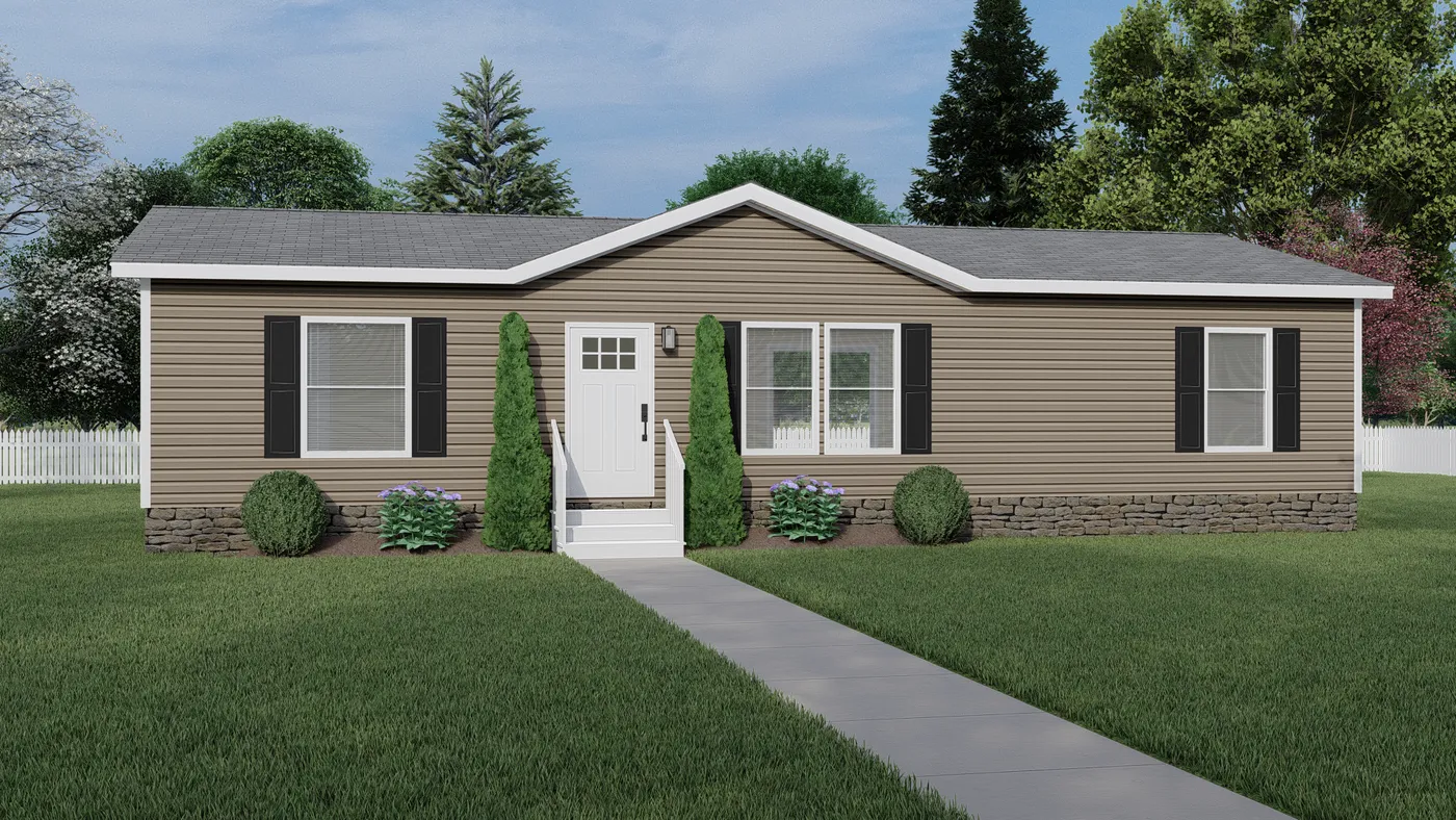 The DESOTO Exterior. This Manufactured Mobile Home features 3 bedrooms and 2 baths.