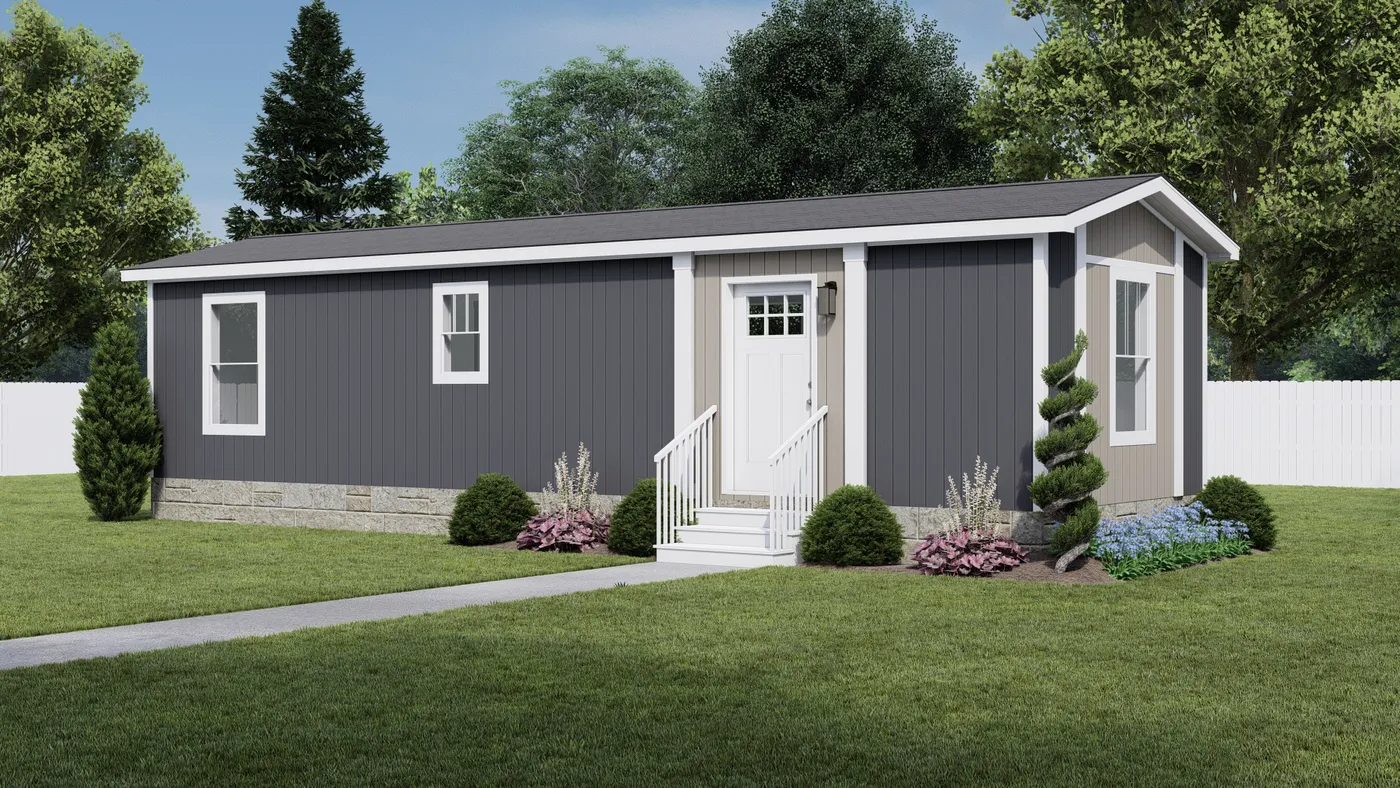 The IMAGINE Exterior. This Manufactured Mobile Home features 1 bedroom and 1 bath.