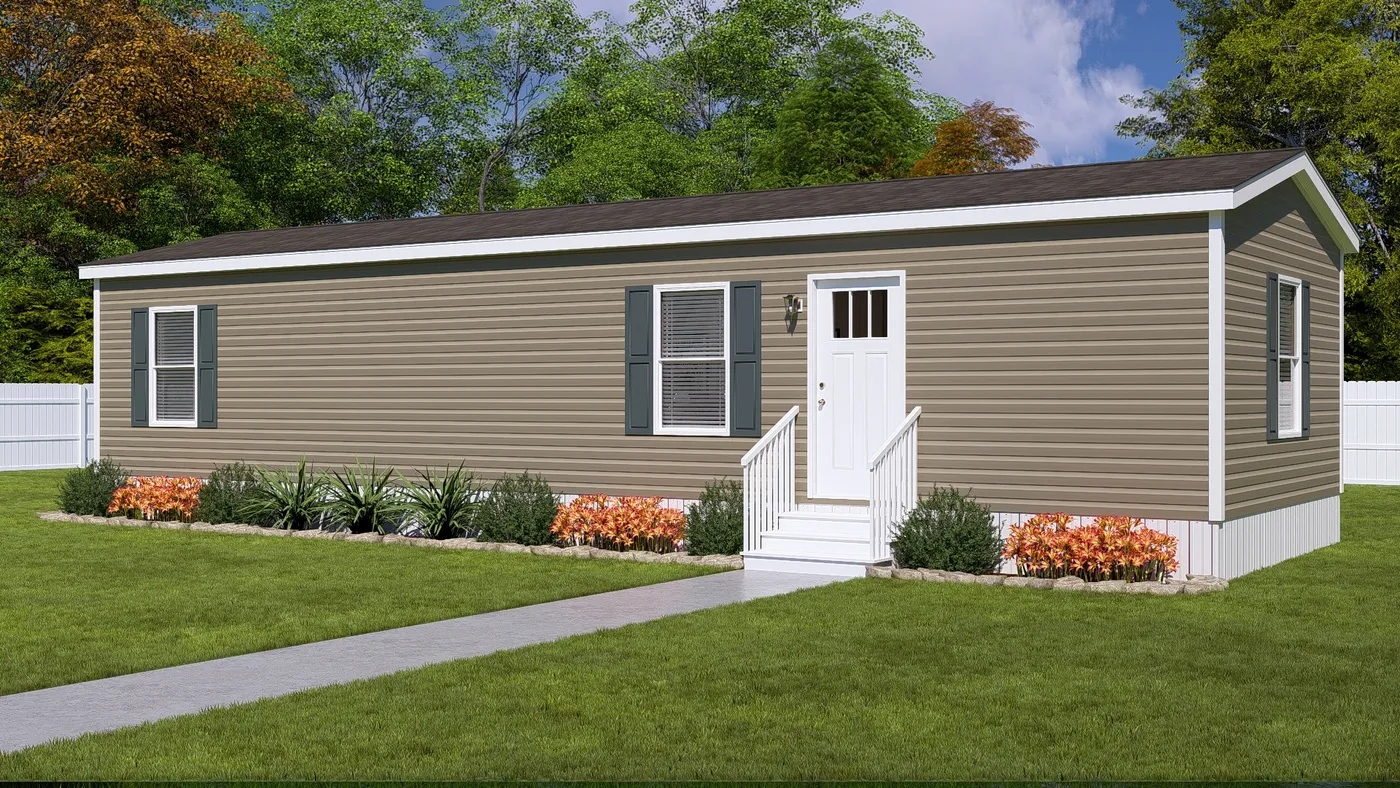 The BLAZER 48 A Exterior. This Manufactured Mobile Home features 2 bedrooms and 1 bath.