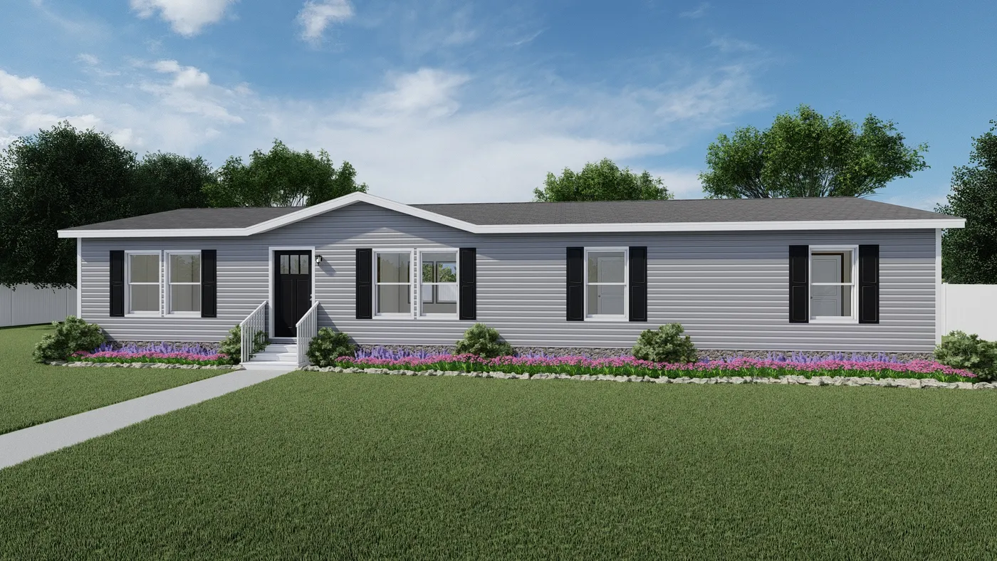 The IMPACT Exterior with Flint Vinyl. This Manufactured Mobile Home features 4 bedrooms and 2 baths.