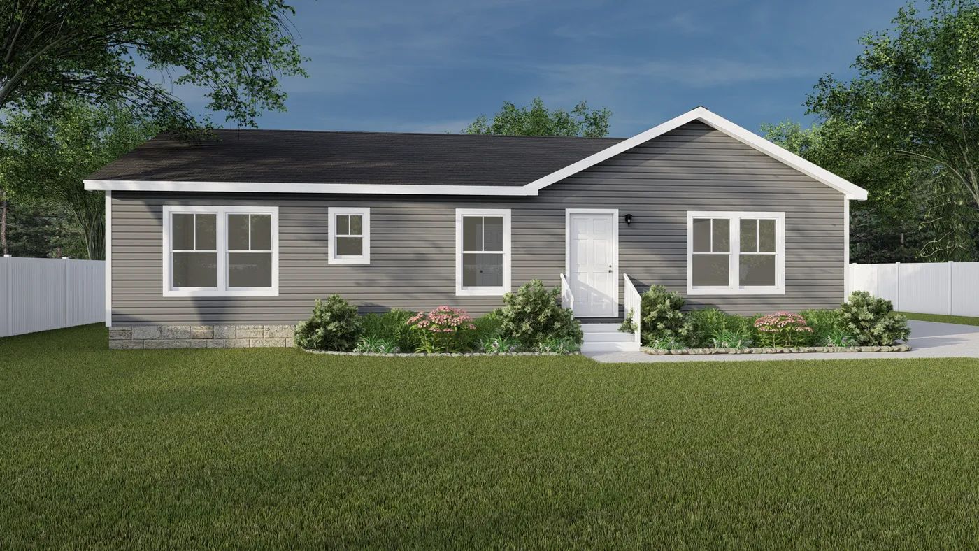 The LEGEND 76-4 MOD Exterior. This Modular Home features 3 bedrooms and 2 baths.