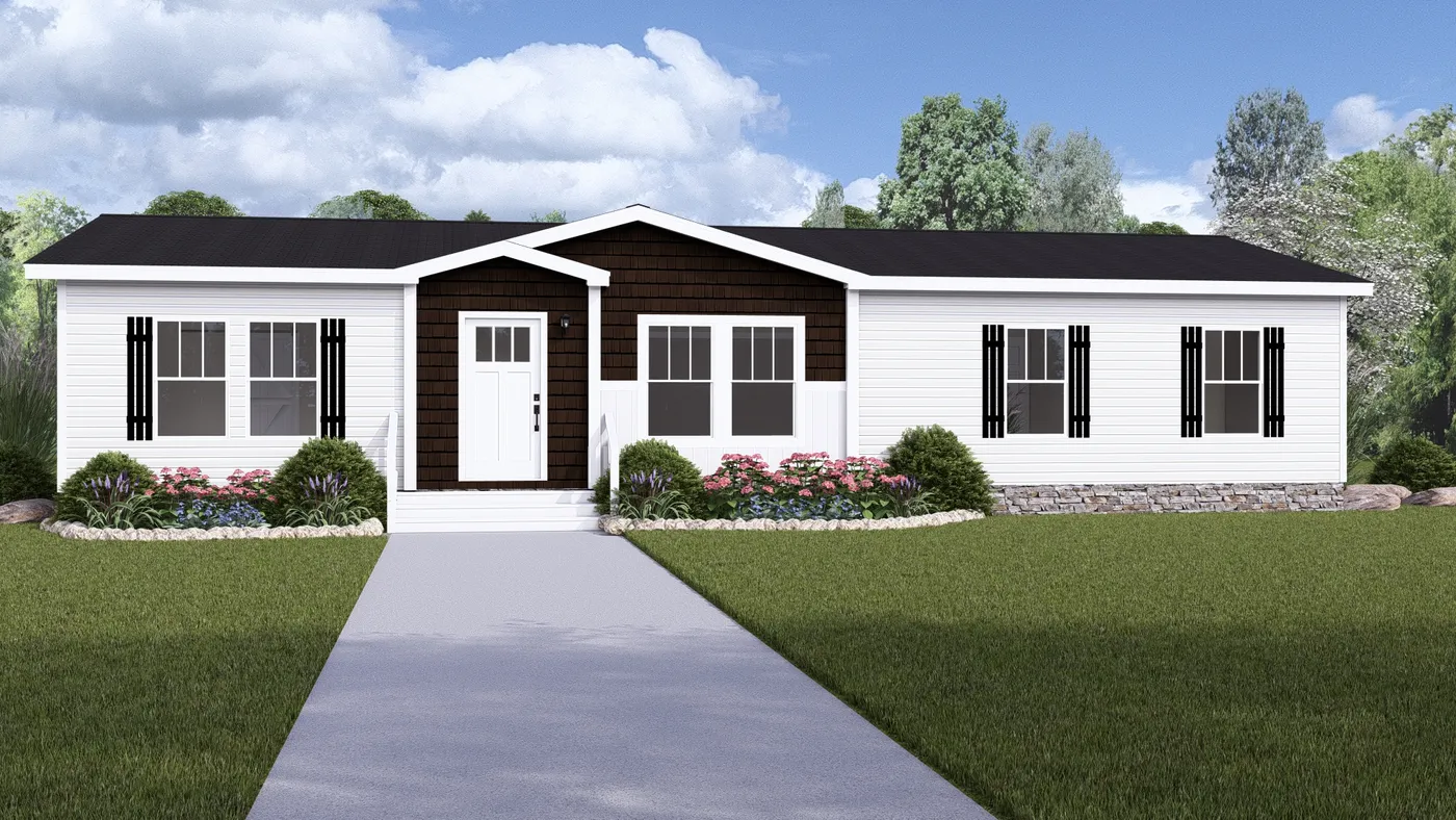 The BOUJEE 56 Exterior. This Manufactured Mobile Home features 3 bedrooms and 2 baths.