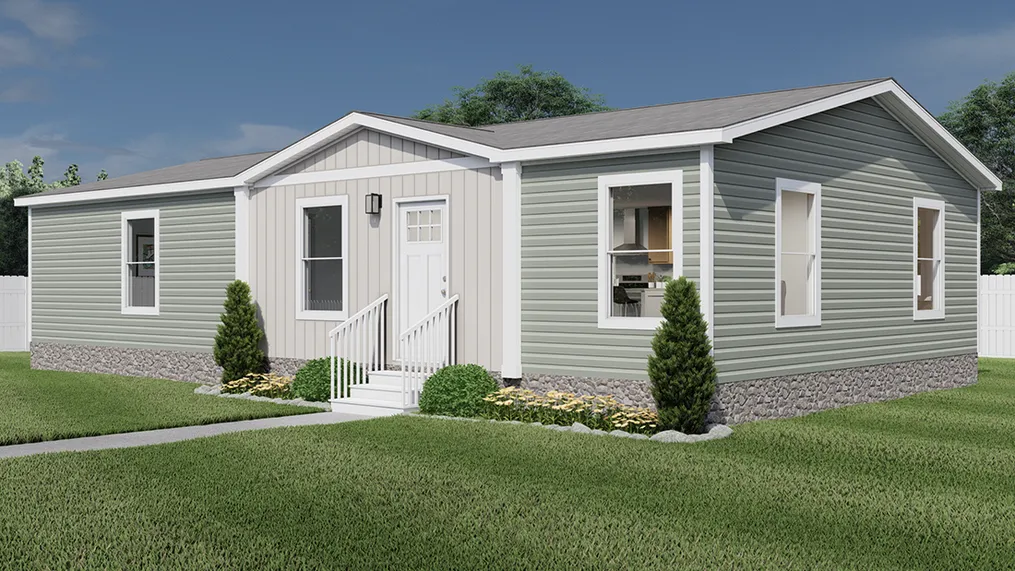The UNDER PRESSURE Exterior. This Manufactured Mobile Home features 3 bedrooms and 2 baths.