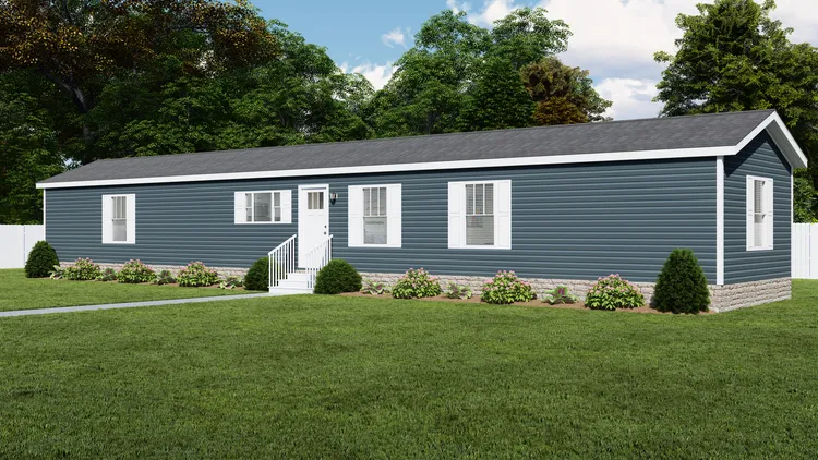 The 4204 "TOPSAIL" 7616 Exterior. This Manufactured Mobile Home features 3 bedrooms and 2 baths.