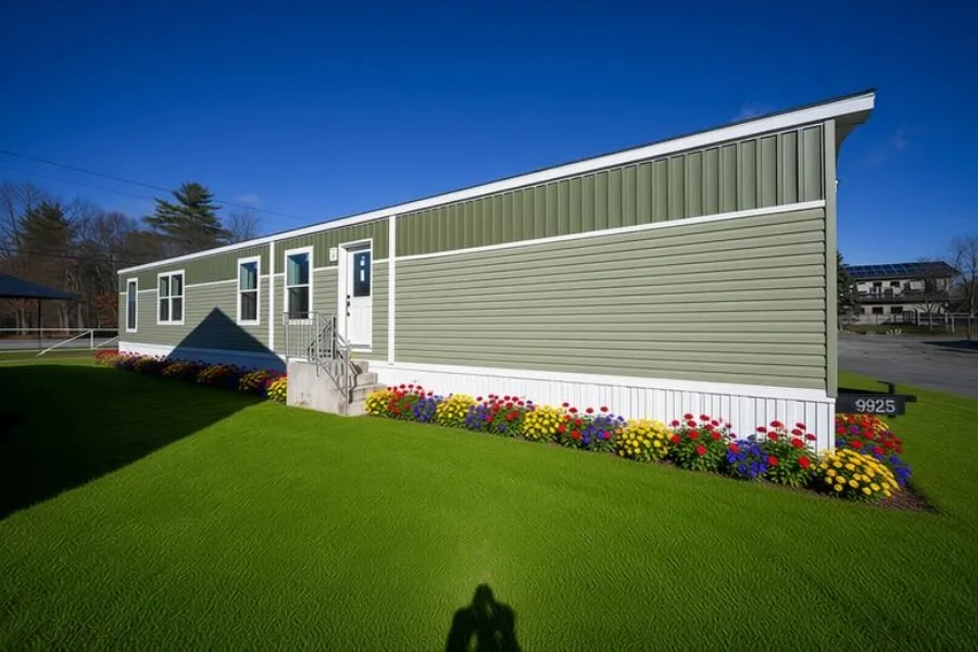The TIGER'S EYE 7416-456 Exterior. This Manufactured Mobile Home features 3 bedrooms and 2 baths.