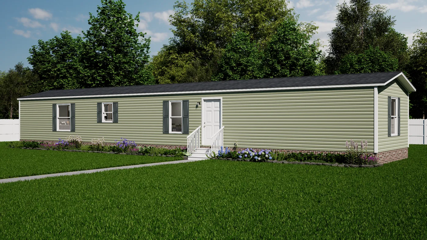 The OASIS Exterior. This Manufactured Mobile Home features 3 bedrooms and 2 baths.