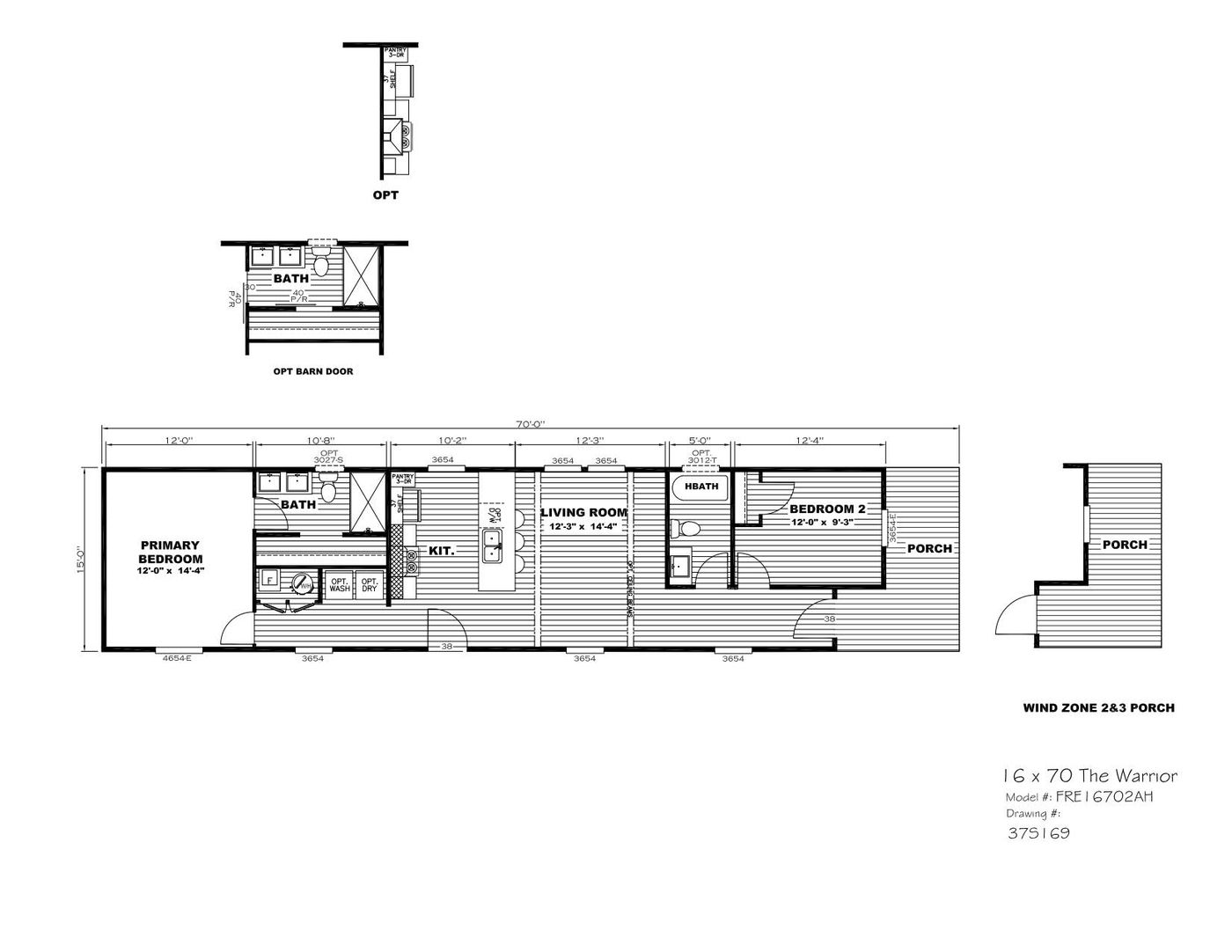 THE WARRIOR Exterior. This Home features 2 bedrooms and 2 baths.