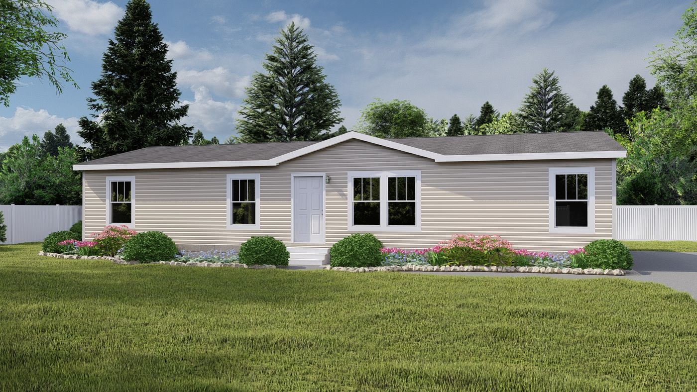 The SUNLIGHT/5628-MS054 SECT Exterior. This Manufactured Mobile Home features 3 bedrooms and 2 baths.