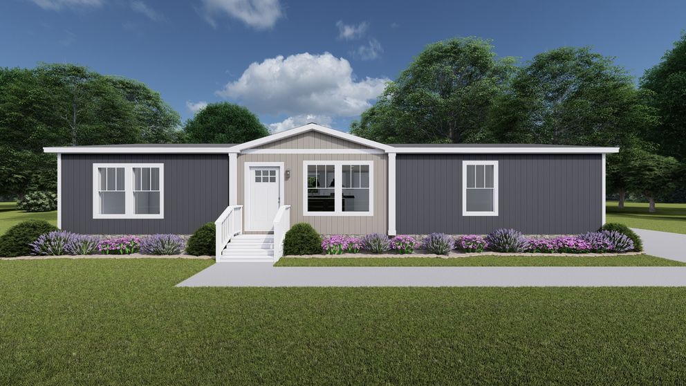 The WONDERFUL WORLD Exterior. This Manufactured Mobile Home features 3 bedrooms and 2 baths.