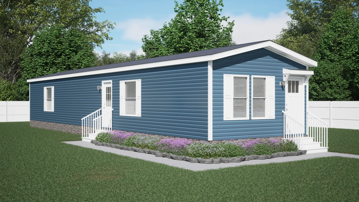 The ROCKY CREST Exterior. This Manufactured Mobile Home features 3 bedrooms and 2 baths.