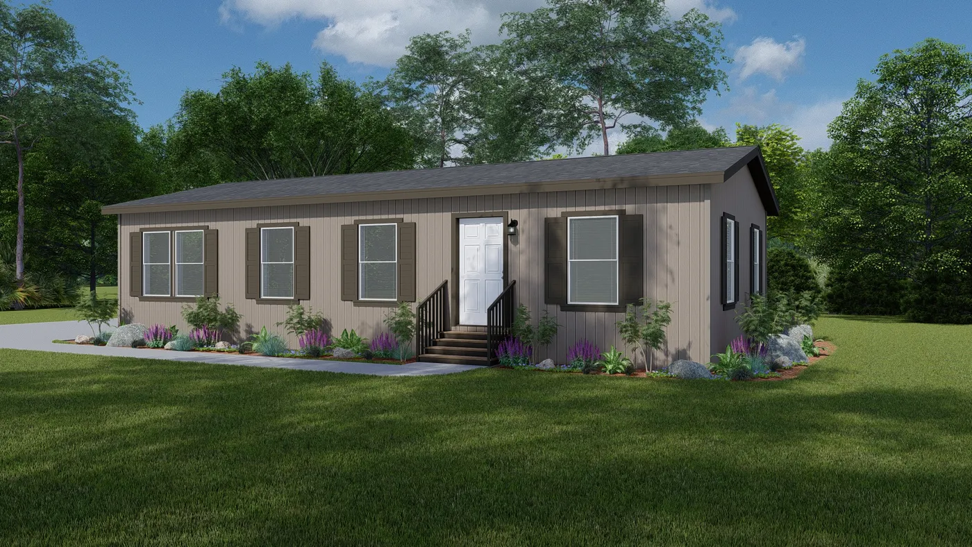 The FAIRPOINT 24463B Standard Exterior. This Manufactured Mobile Home features 3 bedrooms and 2 baths.