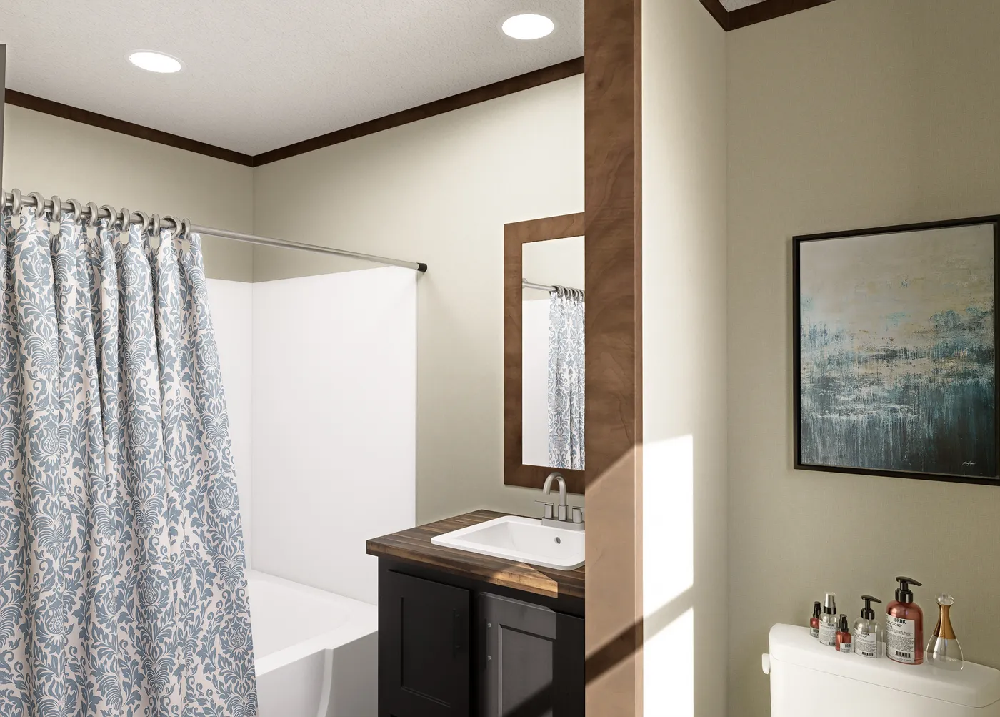 The LEWIS Exterior. This Manufactured Mobile Home features 2 bedrooms and 2 baths.