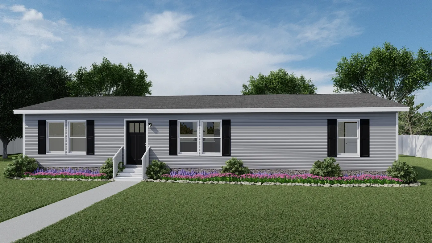 The REVEAL Exterior with Flint Vinyl. This Manufactured Mobile Home features 3 bedrooms and 2 baths.