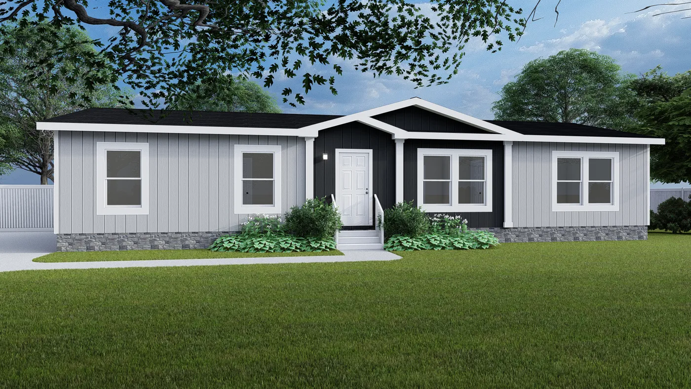 The PT 78 Exterior. This Manufactured Mobile Home features 3 bedrooms and 2 baths.