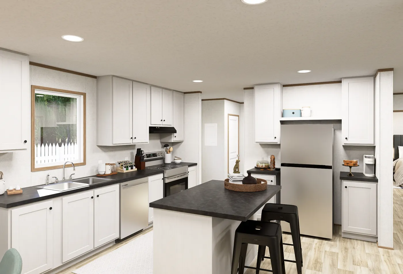 The HAVEN  28X60 Exterior. This Manufactured Mobile Home features 3 bedrooms and 2 baths.