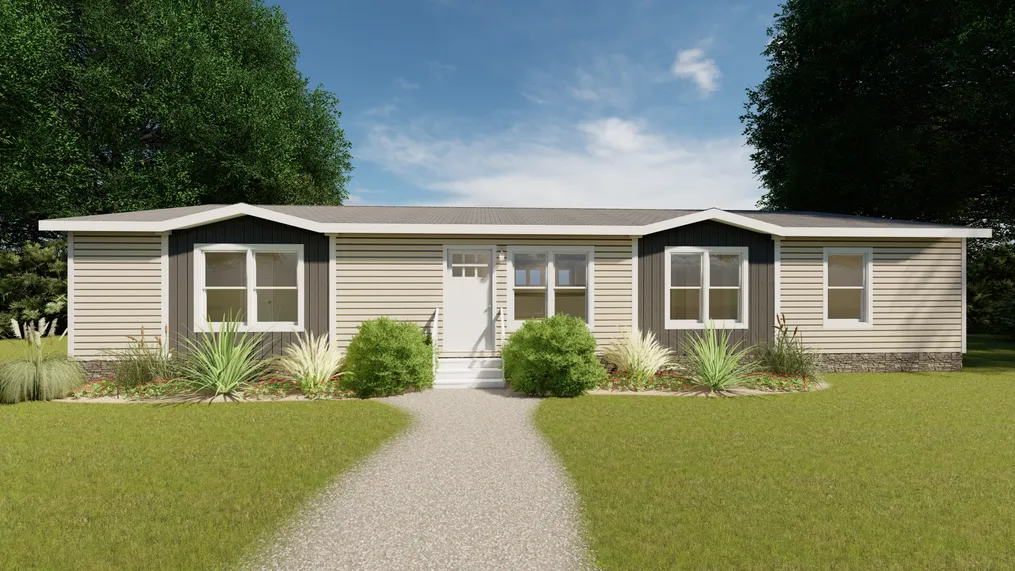 The FARMHOUSE FLEX Exterior. This Manufactured Mobile Home features 3 bedrooms and 2.5 baths.