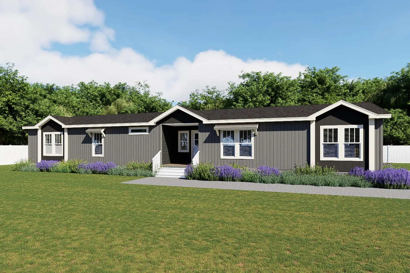 The THE VALENTINO Exterior. This Manufactured Mobile Home features 4 bedrooms and 2.5 baths.