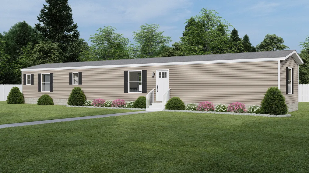 The ZION Exterior - Basic - Clay. This Manufactured Mobile Home features 3 bedrooms and 2 baths.
