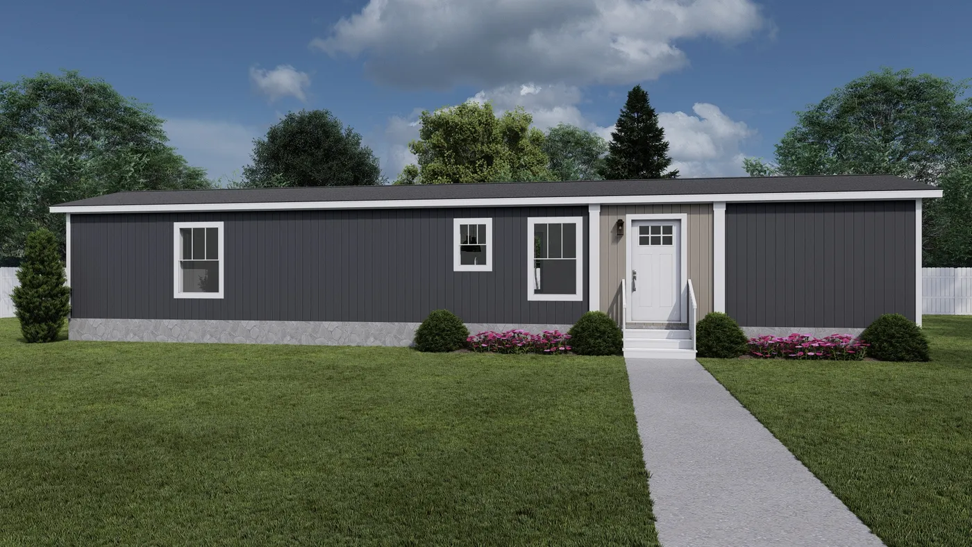The BORN TO RUN Exterior. This Manufactured Mobile Home features 2 bedrooms and 2 baths.