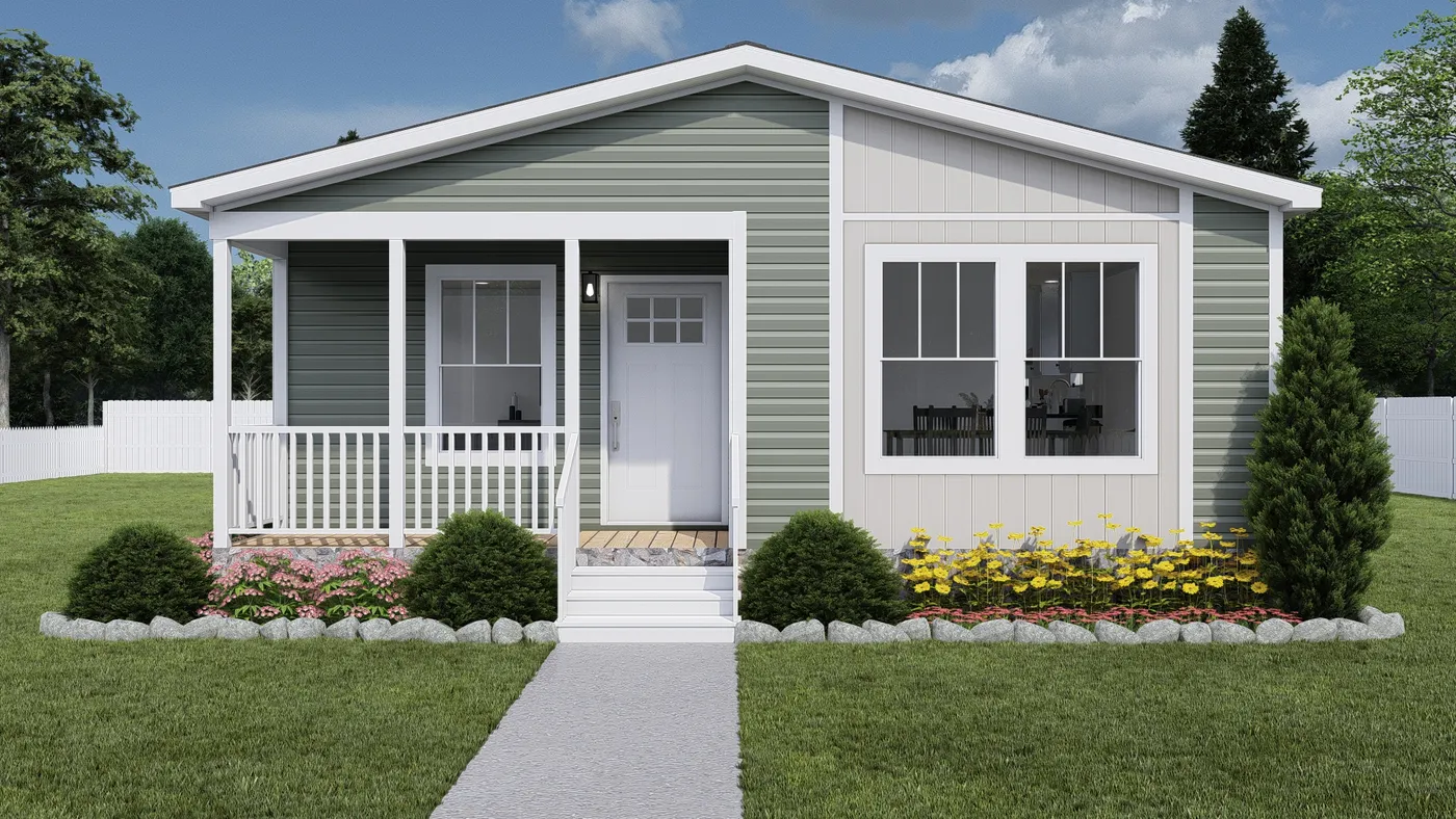The JOHNNY B GOODE Exterior. This Manufactured Mobile Home features 3 bedrooms and 2 baths.