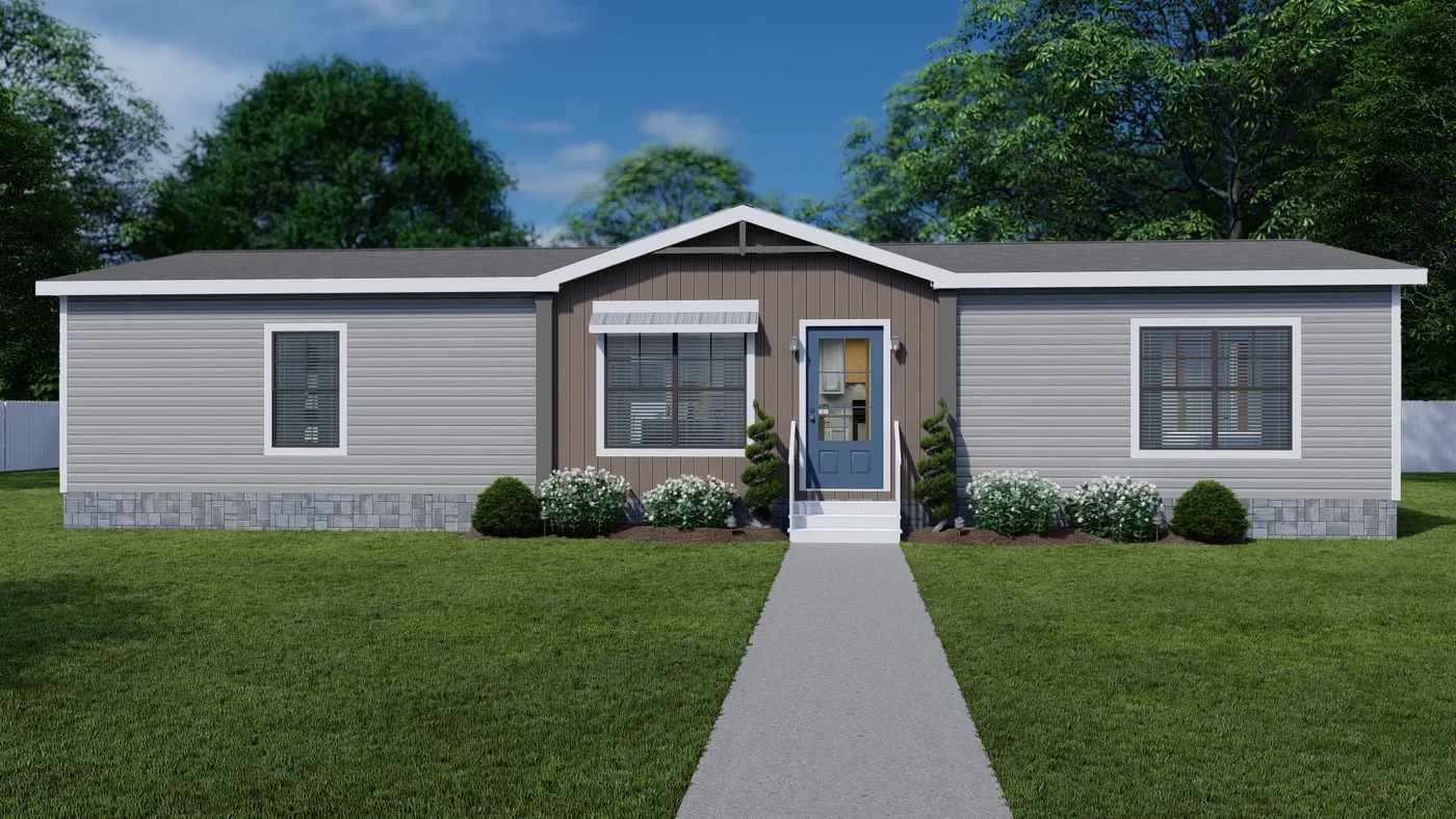 The LIZZIE Exterior. This Manufactured Mobile Home features 3 bedrooms and 2 baths.